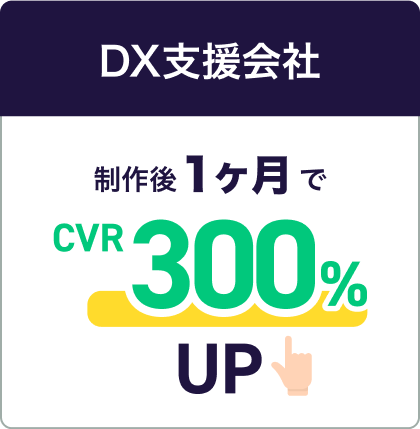DX支援会社｜制作後１ヶ月でCVR300%UP